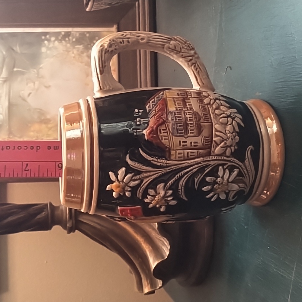 German hand painted beer stein. KING